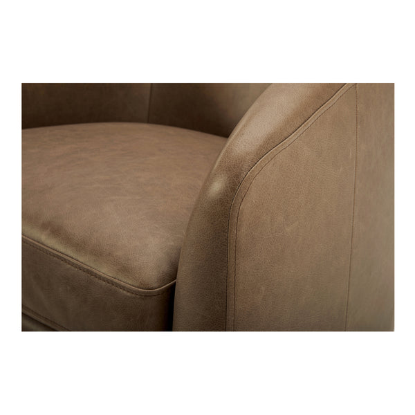 Moe's Oscy Leather Swivel Chair in Tan