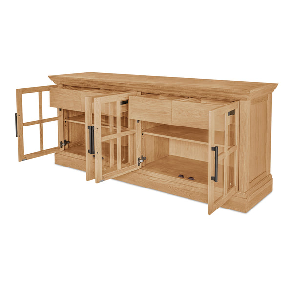 Moe's Raymond Sideboard Natural Oak with Glass Front