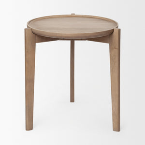 Cleaver I 22 x 24 Round Top Brown Solid Wood Accent Table