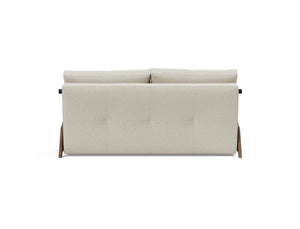 CUBED QUEEN SOFA BED in MIXED DANCE NATURAL FABRIC WITH Dark Wood LEGS 527