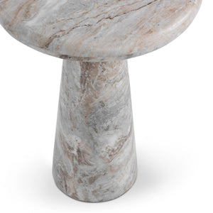 Huxley Marble Round Accent Table with Rusty Gray Veining