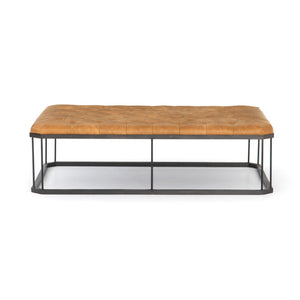 Isle Leather Ottoman-Brandy