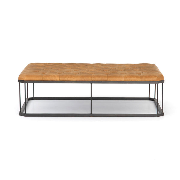 Isle Leather Ottoman-Brandy