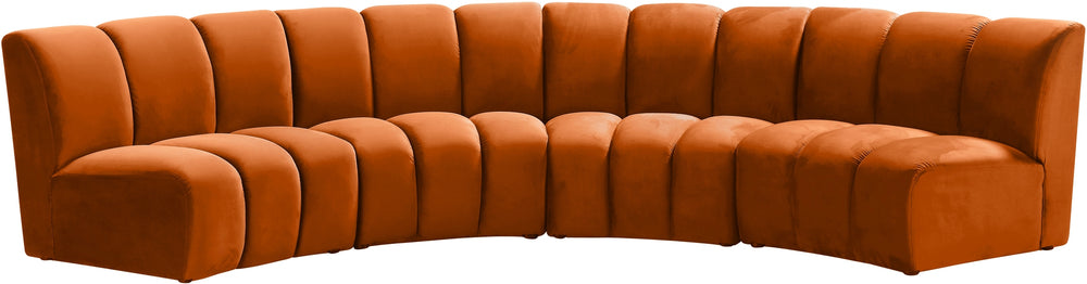 Lynda 4pc. Modular Sectional In Cognac Velvet