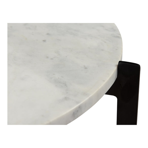 Melanie Accent Table with White Marble and Black Iron