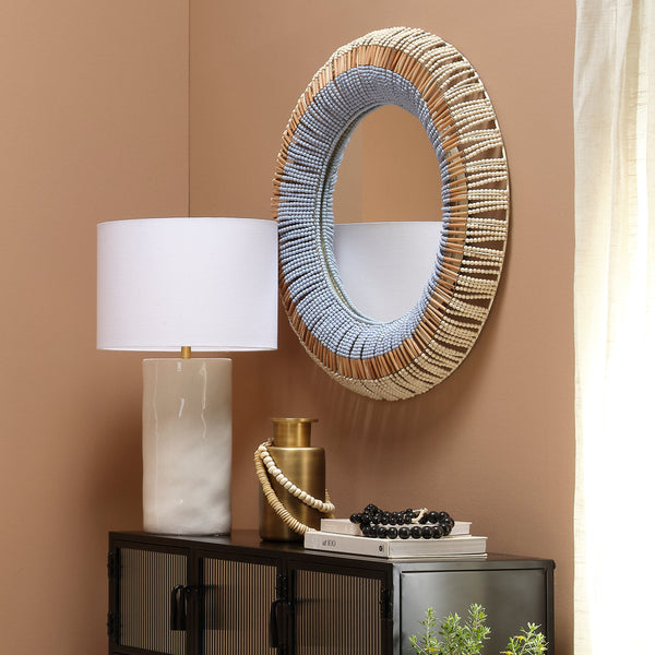 Native Beaded Round Wall Mirror 