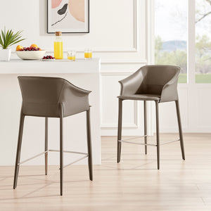 Callie Recycled Leather Counter Stool, Light Mocha