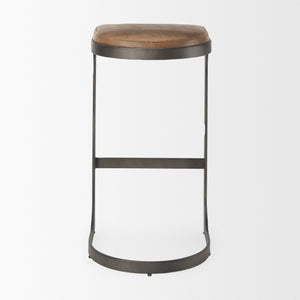 Tyson 17L x 18W x 31H Brown Leather W/ Metal Frame Bar Stool