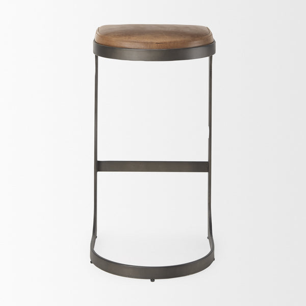 Tyson 17L x 18W x 31H Brown Leather W/ Metal Frame Bar Stool
