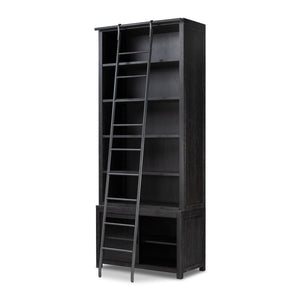 Admont Bookcase And Ladder In Worn Blk