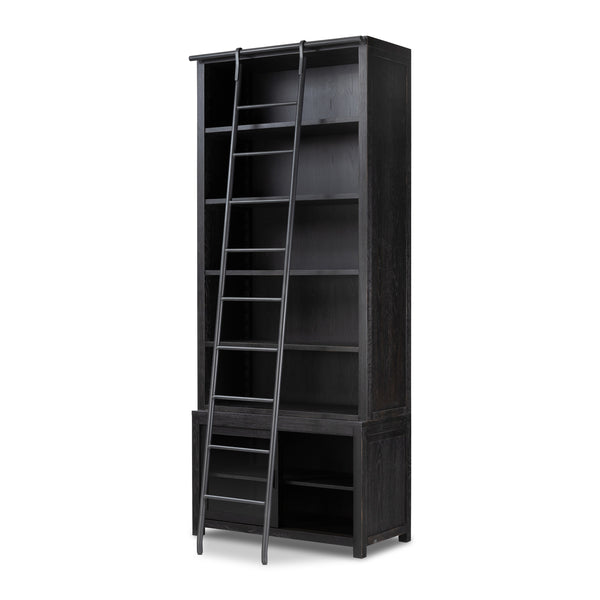 Admont Bookcase And Ladder In Worn Blk