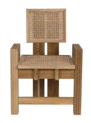 Fatima Teak and Caning Chair with Clear Coat Flat Finish
