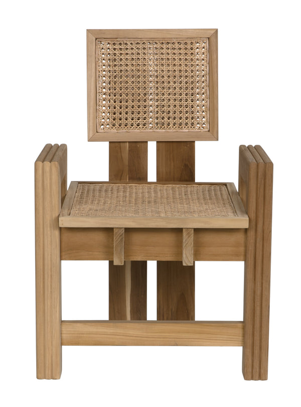 Fatima Teak and Caning Chair with Clear Coat Flat Finish