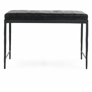 Malo Leather Bench with Hammered Iron Legs - Onyx Black
