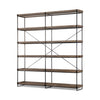 Trey IV 80L x 16W x 87.5H  Medium Brown Wood and Iron Five Tray Shelf Shelving Unit