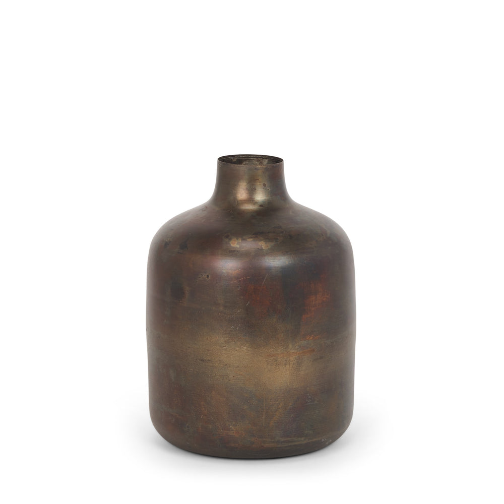 Daya Medium Antiqued Gold Metal Vase