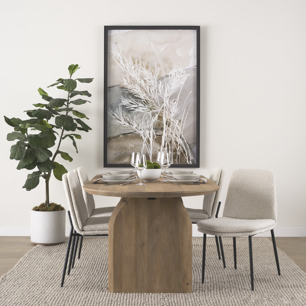 Eve Dining Chair w/ Cream Boucle Fabric & Matte Black Metal