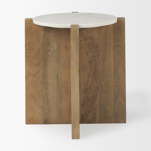 Bianca Wood and Marble Accent Table