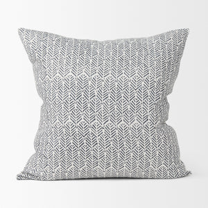 Jennelle Cream w/ Indigo Print Linen Square Decorative Pillow Cover