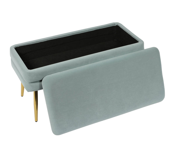 Ziva Sea Blue Velvet Storage Bench