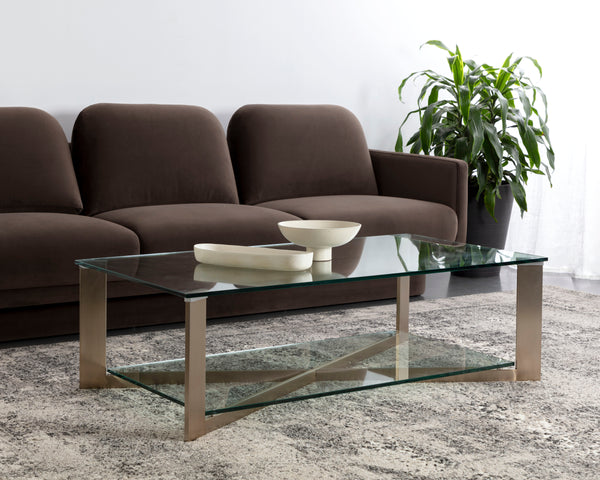 XAVIER COFFEE TABLE - RECTANGULAR - ANTIQUE BRASS