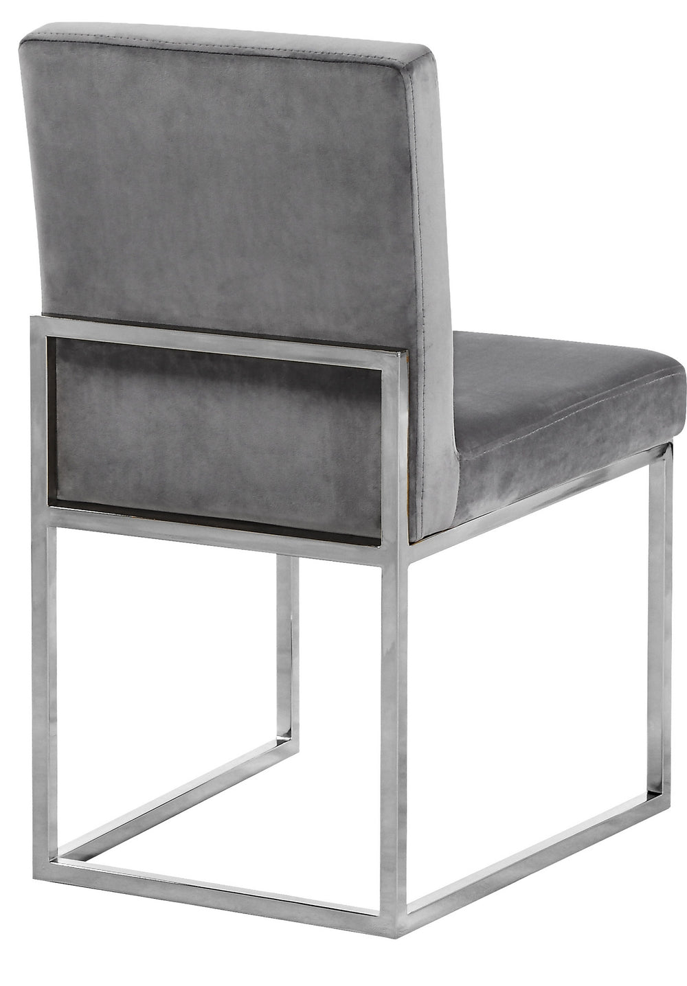 Joanna Dining Chair In Grey Velvet and Chrome