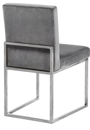 Joanna Dining Chair In Grey Velvet and Chrome