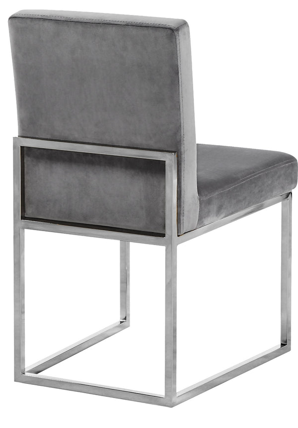 Joanna Dining Chair In Grey Velvet and Chrome