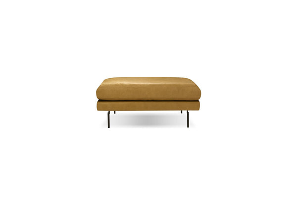 TUX Ottoman in tan leather black powder coated legs