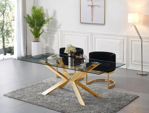 Donna Dining Chair In Black Velvet and Gold