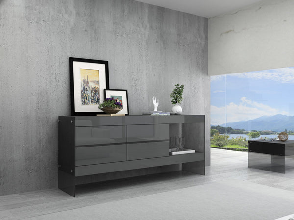 Reese Buffet in Grey High Gloss