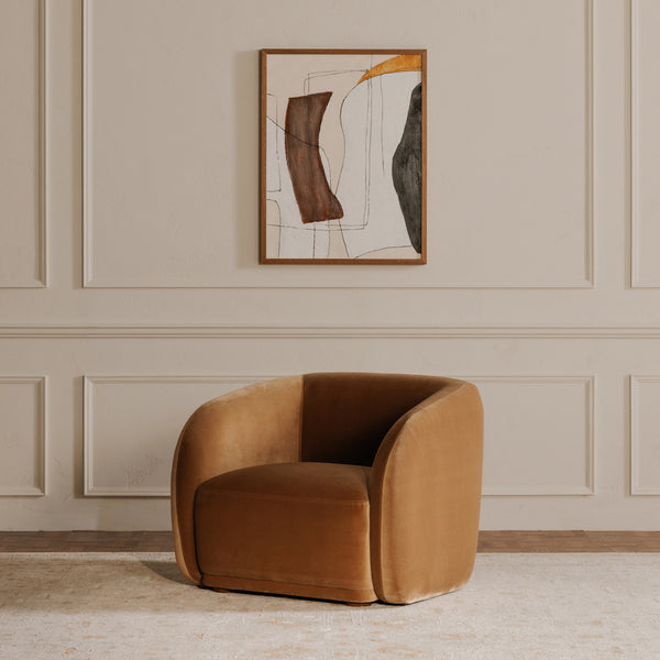 Moe's Faye Accent Chair in Tan Faux Mohair