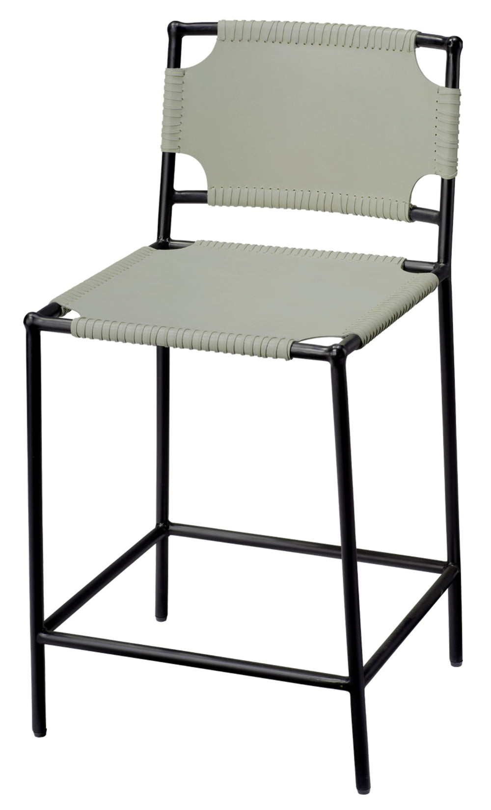 Asher Leather Counter Stool, Grey