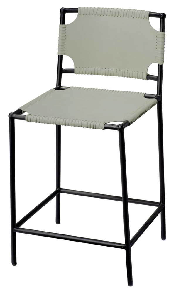 Asher Leather Counter Stool, Grey