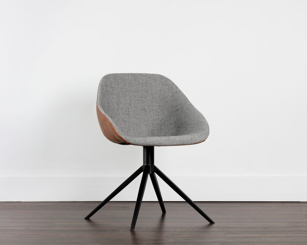 MCCOY SWIVEL DINING CHAIR - NOVEMBER GREY / CINNAMON BROWN