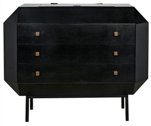 Rhiana Mahogany Dresser with Brass Pulls in Hand-Rubbed Black Finish