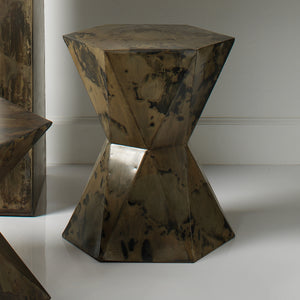 Crown Side Table, Acid Wash Metal
