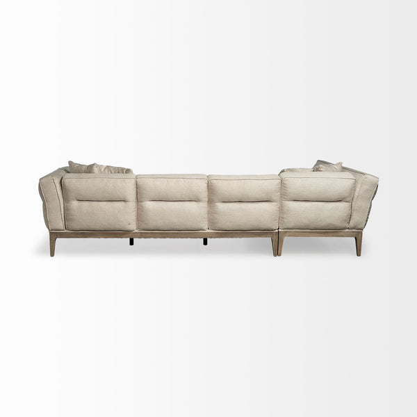 Denali IV 121" Beige Upholstered Wooden Frame Left Four Seater Sectional