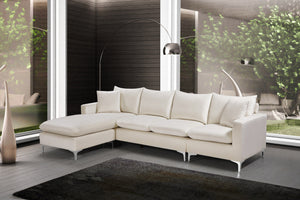 Lucy 2pc. Reversible Sectional In Cream Velvet
