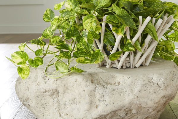 Cast Boulder Coffee Table, Roman Stone, Smallall