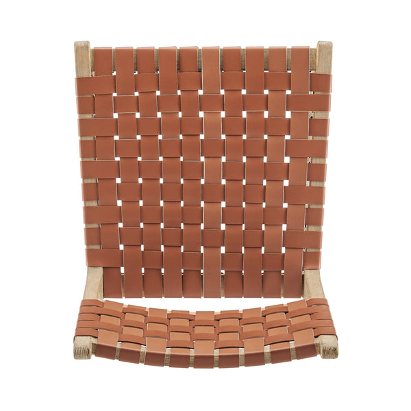 Marco Faux Leather Dining Side Chair Drift Wood Frame, Ochre Brown 