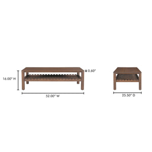 Wiley Coffee Table in Vintage Brown with Shelf