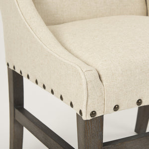 Kensington I  Cream Fabric and Solid Wood Dining Chair