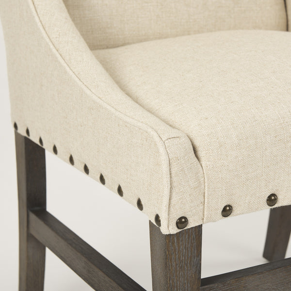 Kensington I  Cream Fabric and Solid Wood Dining Chair