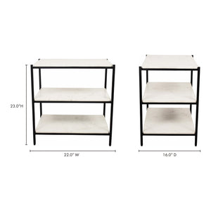 Trine White Marble & Iron Nightstand