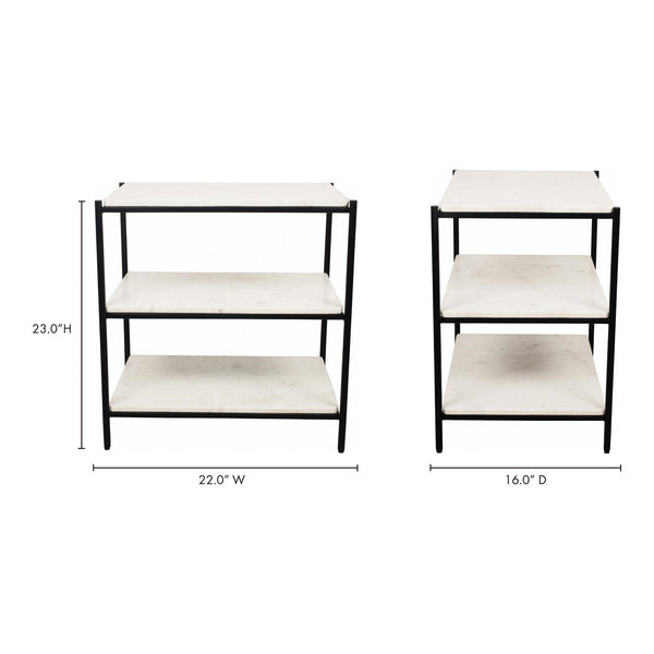 Trine White Marble & Iron Nightstand