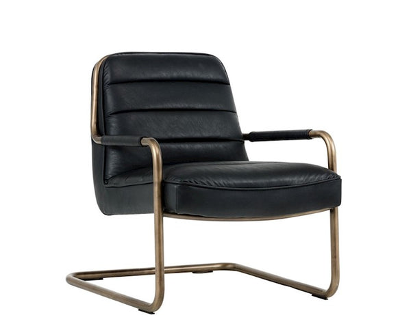 LINCOLN LOUNGE CHAIR - faux leather: vintage black