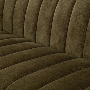 Vanty Upholstered Sofa in Olive Green with Wood Plinth