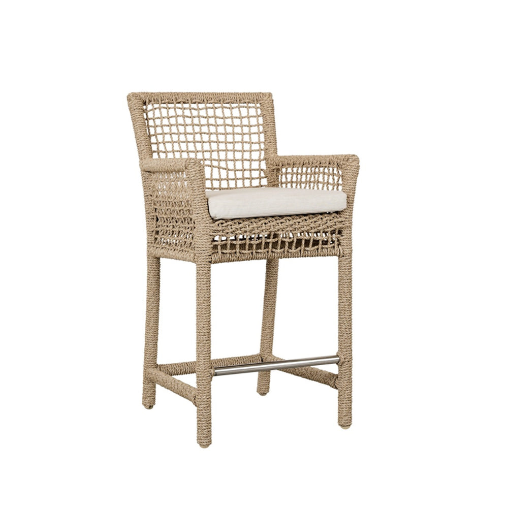Brisbane Woven Frame Counter Stool with Olefin Cushion