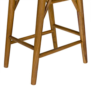 Murphy Teak and Caning Counter Stool with Clear Flat Finish